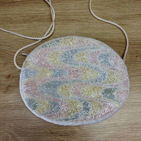 La Regale Vintage Beaded Shoulder Bag Pastel Colors Evening Wedding Cocktail - Picture 2 of 12